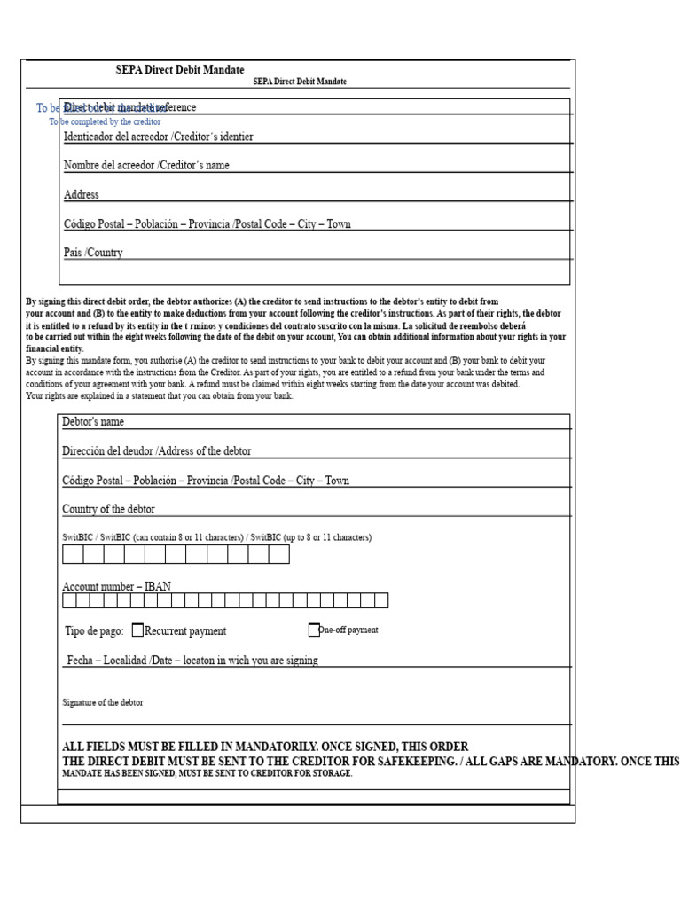 SEPA Direct Debit Mandate Form | PDF