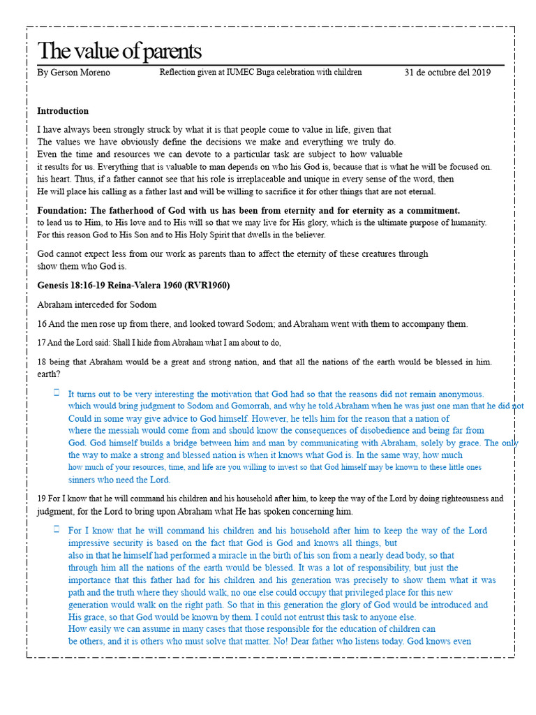 The Irreplaceable Role of Parents | PDF | Abraham | God In Christianity