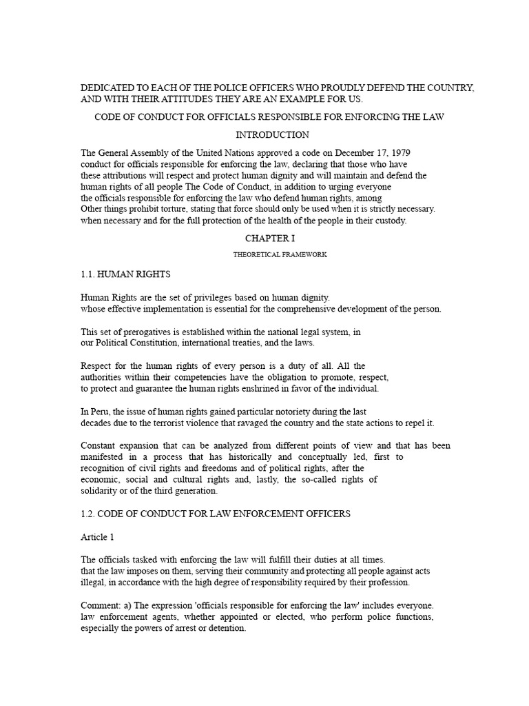Law Enforcement Code of Conduct Guide | PDF | Human Rights | Police