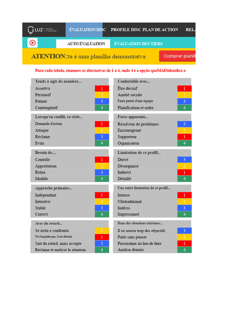 Évaluation DISC : Profil et Plans d'Action | PDF | Environnement ...