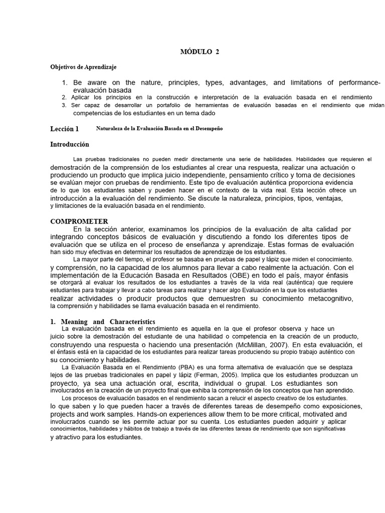 MODUL2 Evaluación Del Aprendizaje 2 Copia 2 | PDF | Evaluación ...