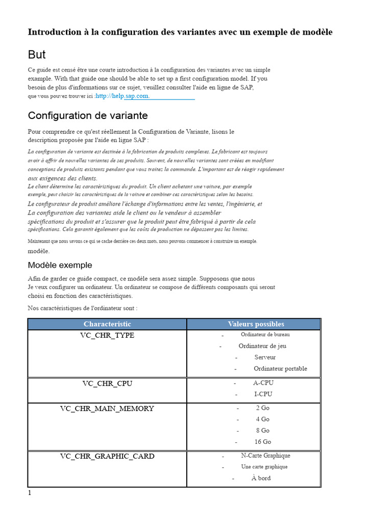 Guide de configuration des variantes SAP | PDF | Inventaire ...