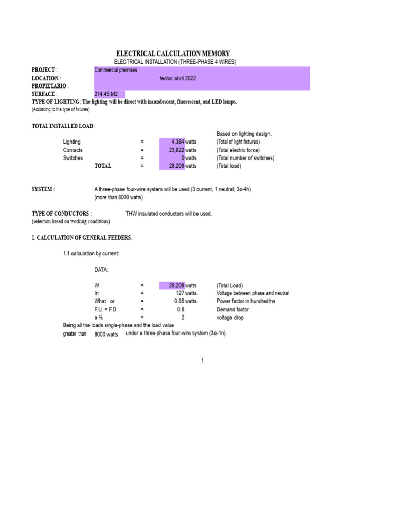 Three-Phase Electrical Load Calculation | PDF | Electrical Wiring ...