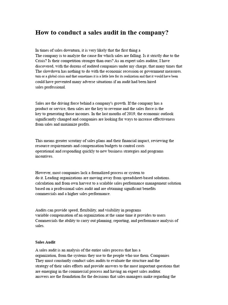 How to conduct a sales audit in the company | PDF | Audit | Sales