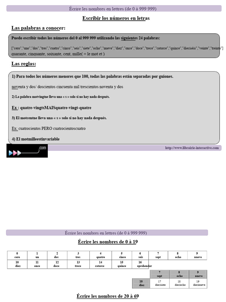 Los Números en Letras Alumnos | PDF