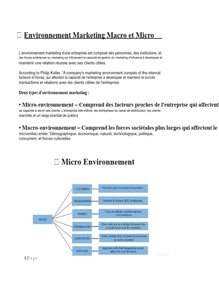 Environnement Marketing : Macro et Micro | PDF | Commercialisation ...