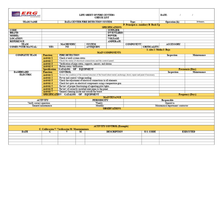 Fire Detection System Maintenance Checklist | PDF | Specification ...
