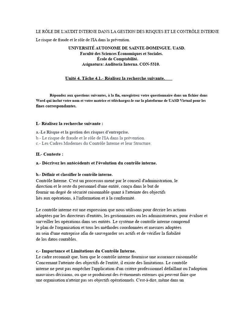 Audit interne et gestion des risques | PDF | Contrôle interne | Risque
