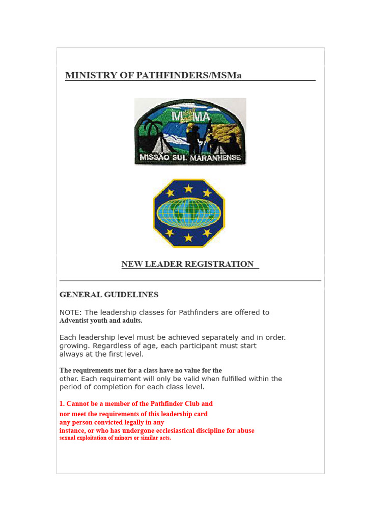 New Leader Card - General Guidelines | PDF