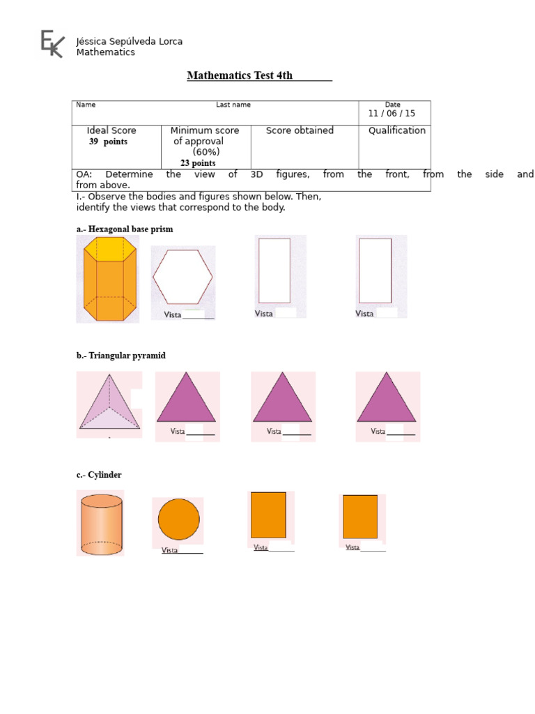 Test 4th Geometry 3D Views | PDF