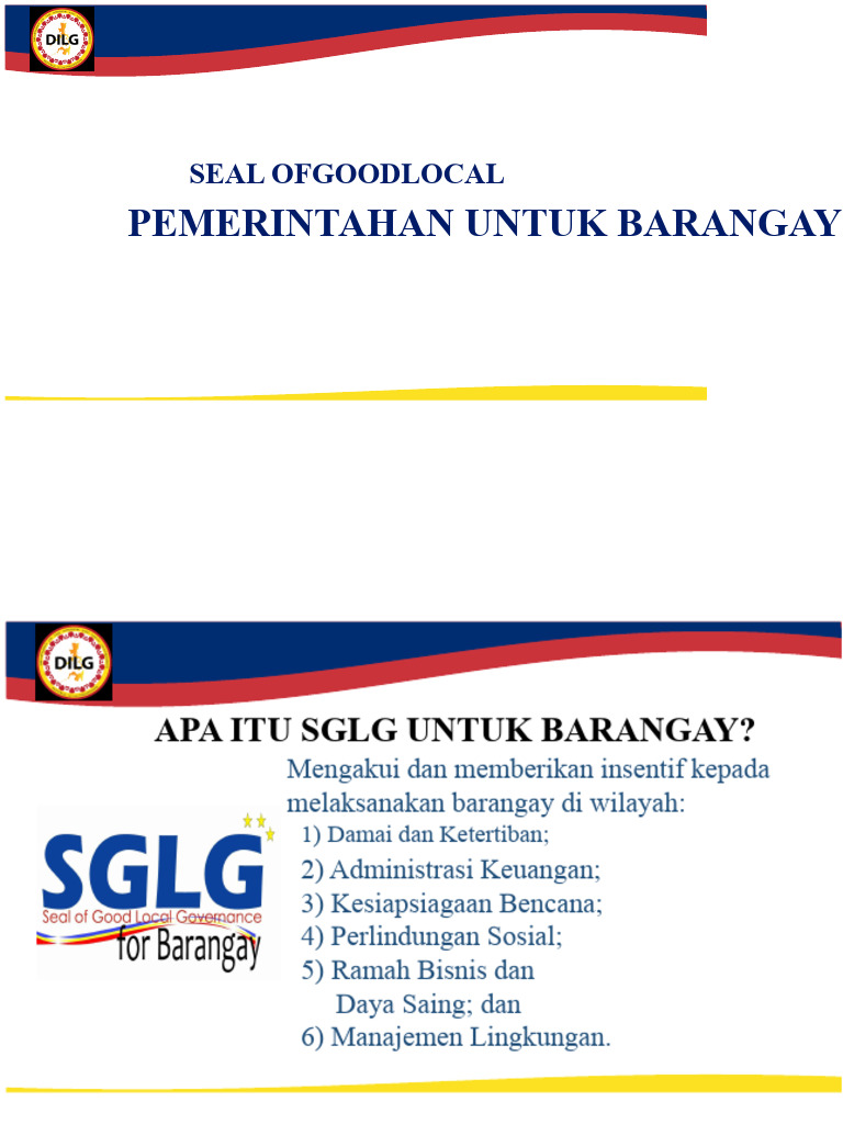 SGLG: Kriteria dan Proses untuk Barangay | PDF