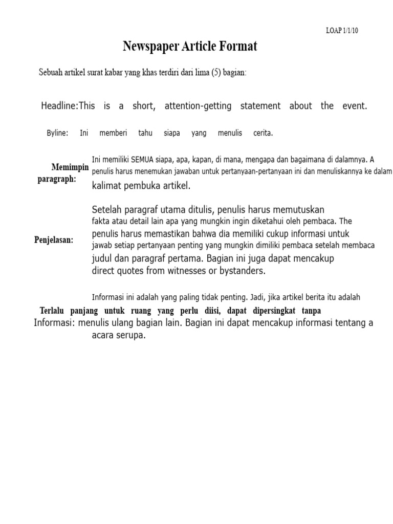 Format Artikel Koran PDF | PDF