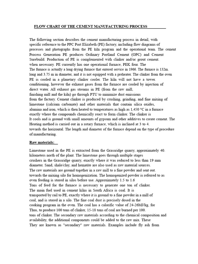 Cement Manufacturing Process Flow Chart | PDF | Cement | Secondary ...