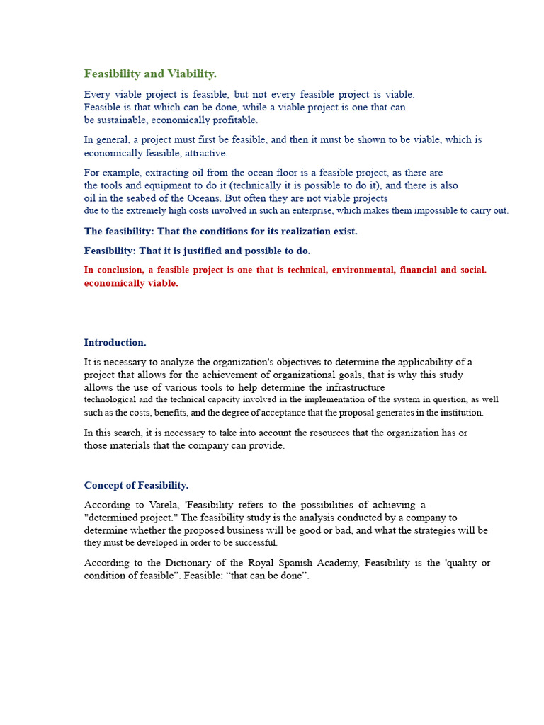 Understanding Project Feasibility and Viability | PDF | Feasibility ...