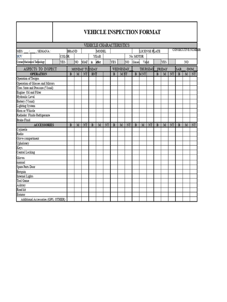 Vehicle Inspection Checklist Template | PDF | Vehicles | Truck
