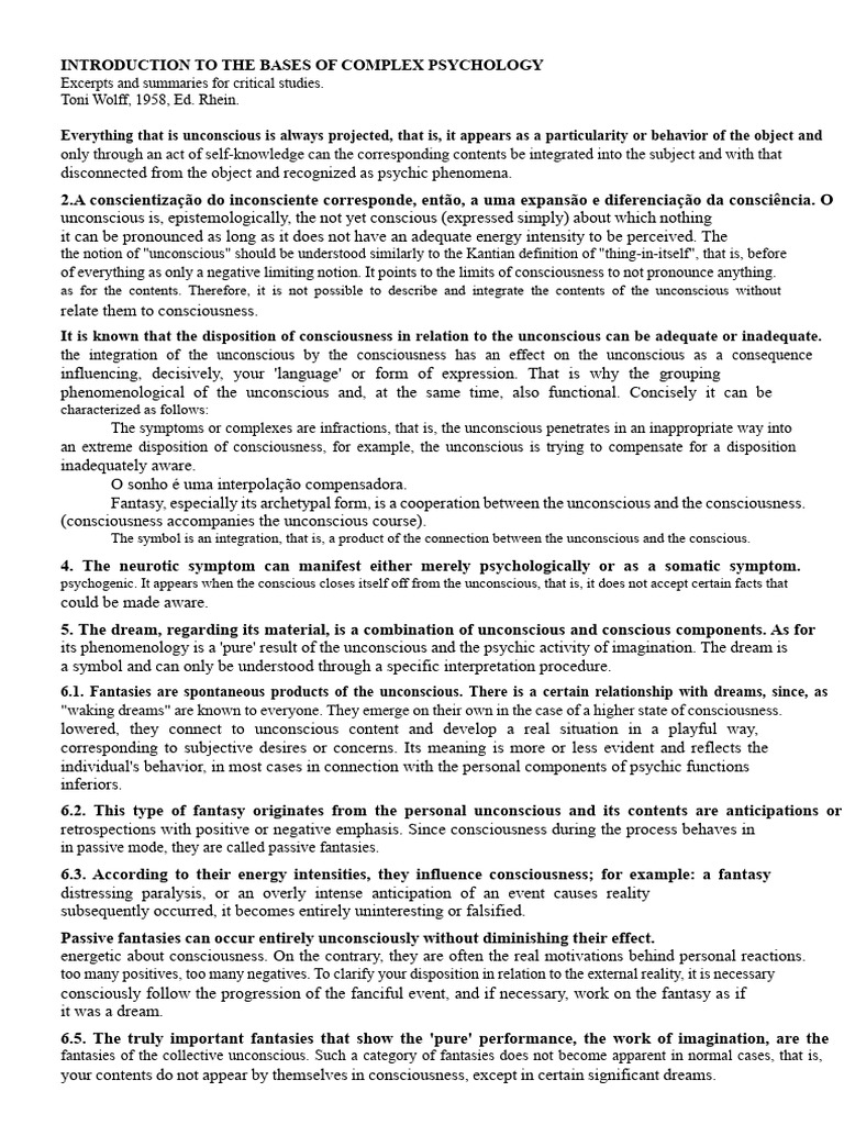 Foundations of Complex Psychology | PDF | Unconscious Mind | Consciousness