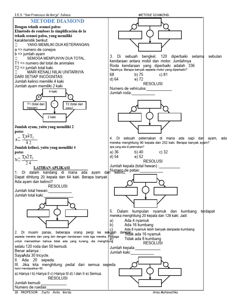 Metode Diamond dalam Pemecahan Masalah Matematika | PDF