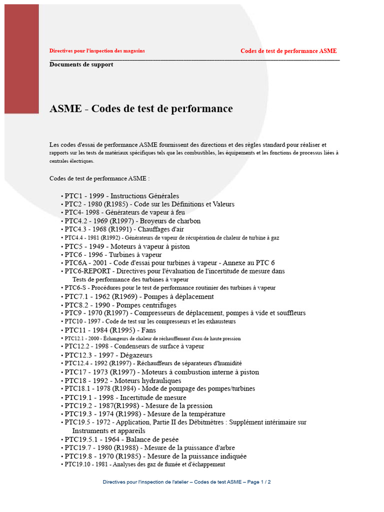 Inspection des magasins : Codes ASME | PDF | Turbine à gaz | Turbine