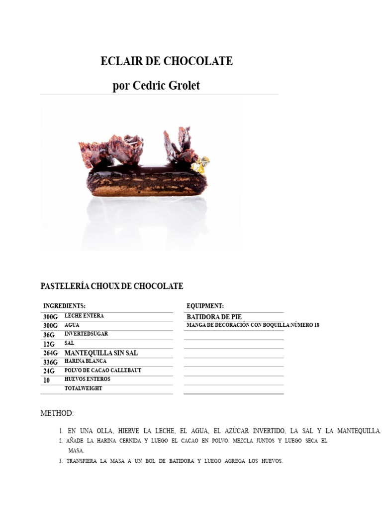 Eclair de Chocolate | PDF | Chocolate | Caramelo