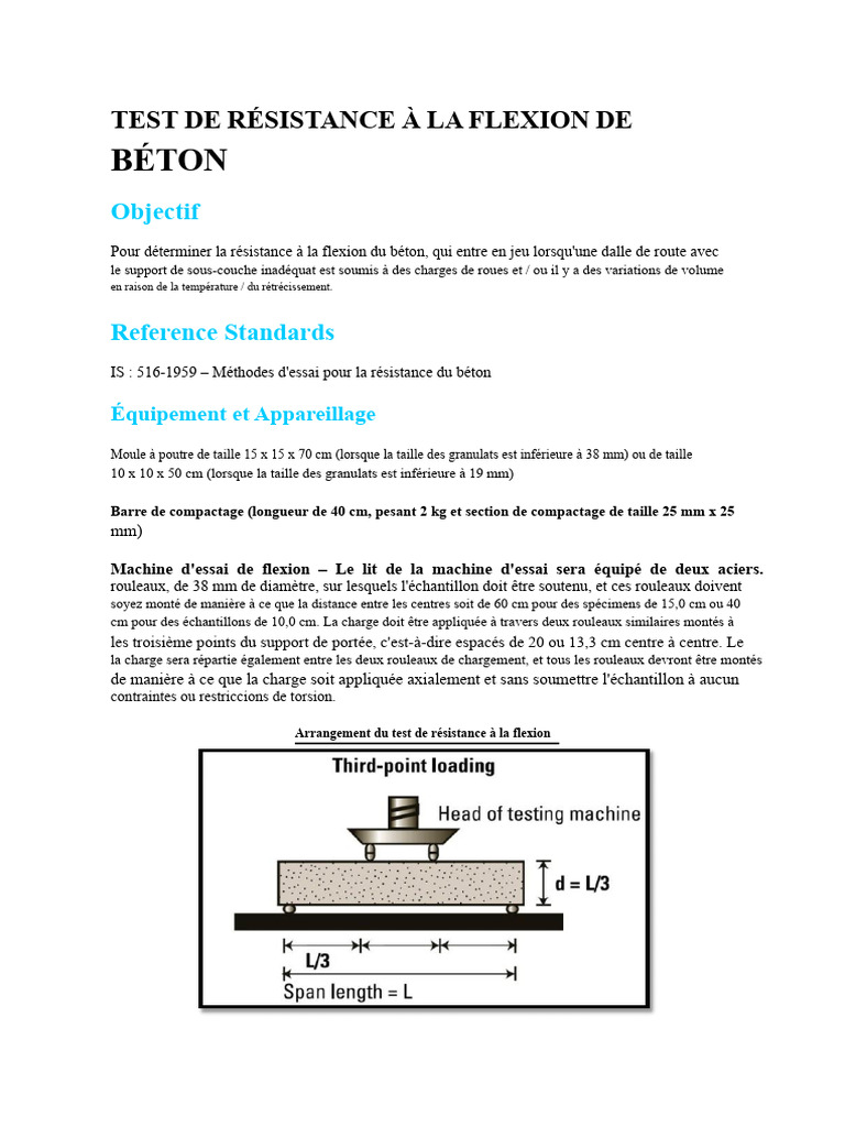 Test de résistance à la flexion du béton | PDF | Résistance des ...