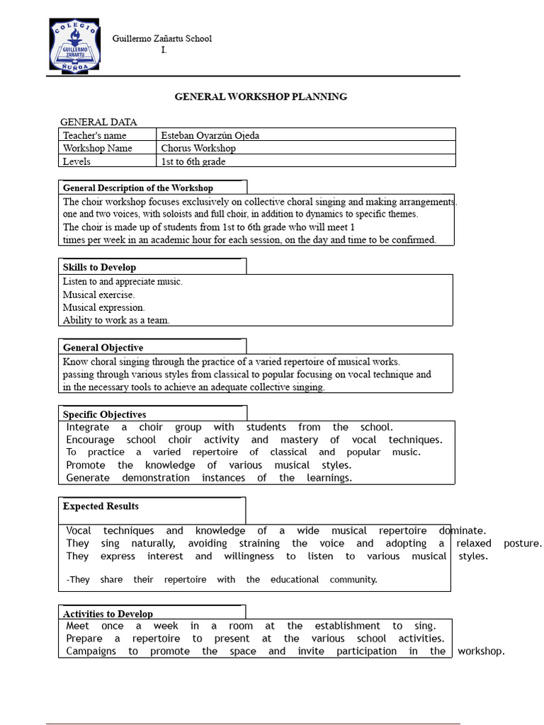 Chorus Workshop for Grades 1-6 | PDF