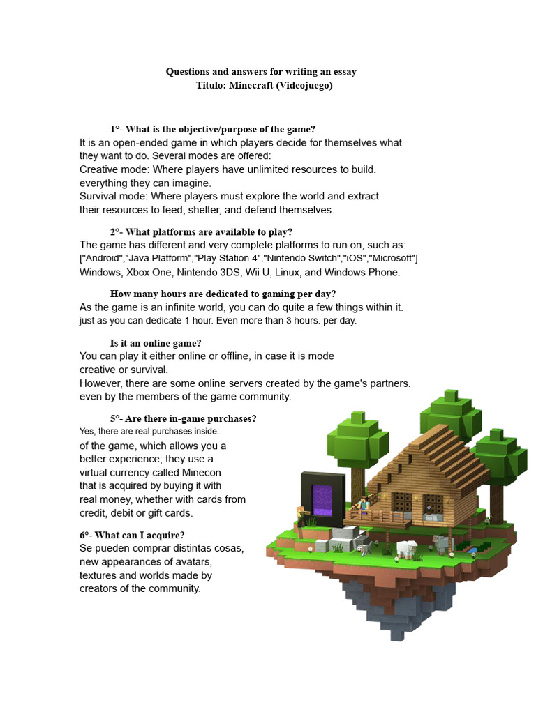 Minecraft Game Overview and Features | PDF