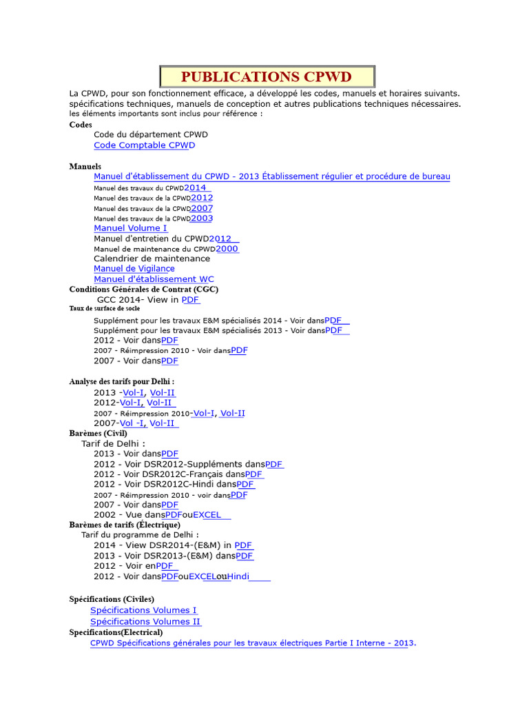 Publications et Manuels CPWD 2023 | PDF