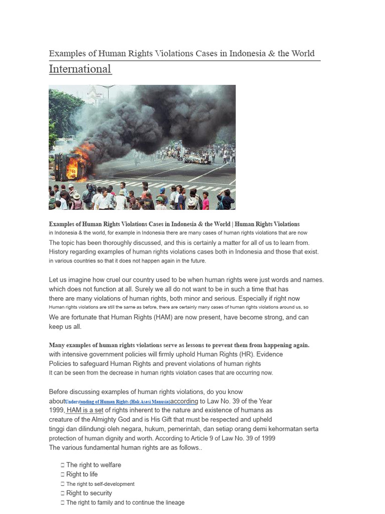 Examples of Human Rights Violations in Indonesia | PDF | Israel | World ...