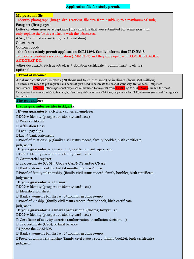 Official File For Study Permit | PDF | Identity Document | Birth ...