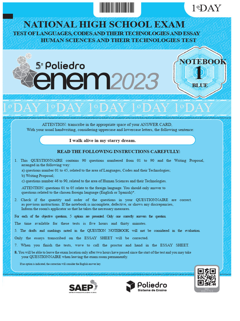 ENEM 2023 Language Test Overview | PDF
