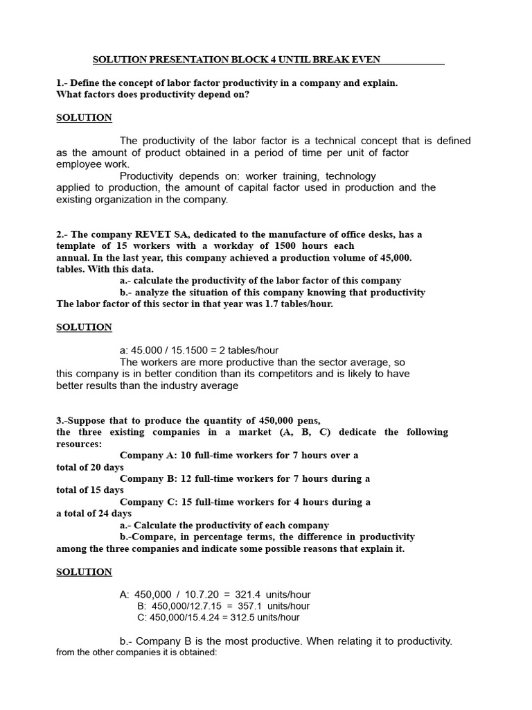 Labor Productivity Analysis and Solutions | PDF | Business | Economics