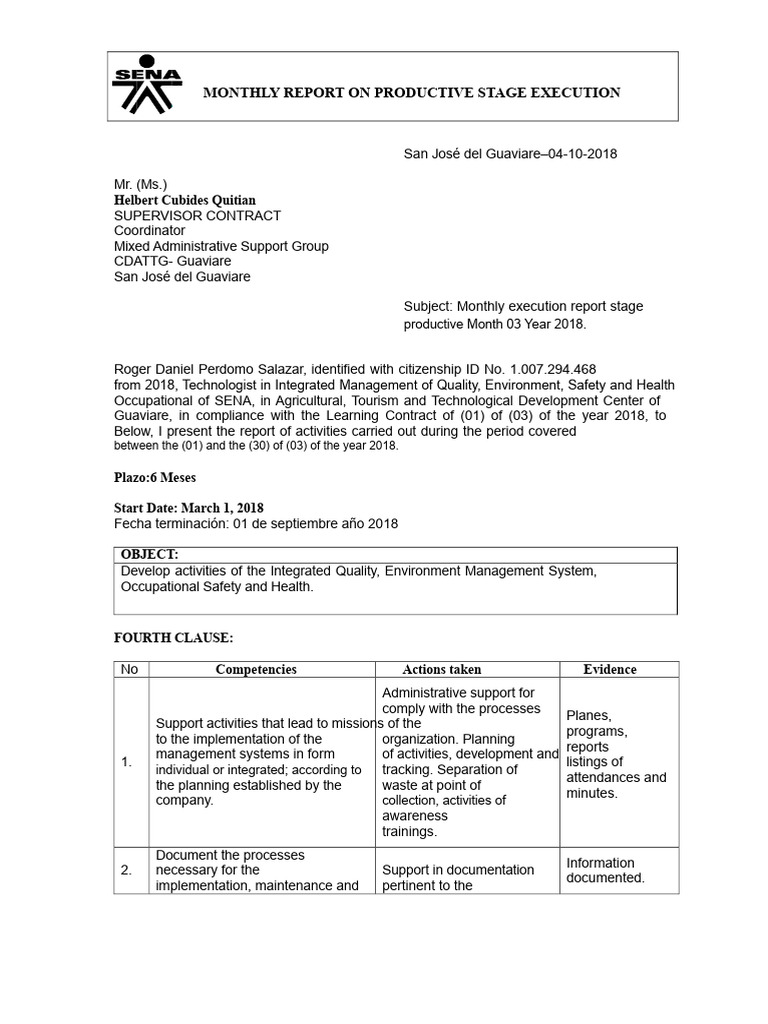 Monthly Productive Stage Report 2018 | PDF