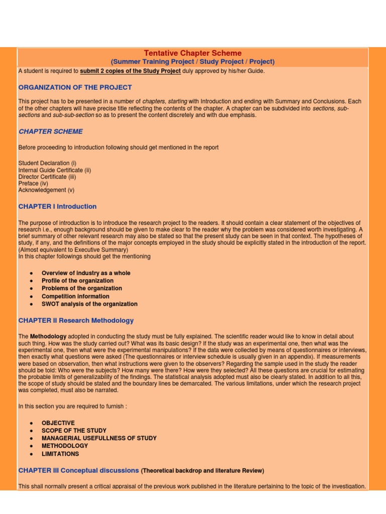 Tentative Chapter Scheme for Projects | PDF | Data Analysis ...