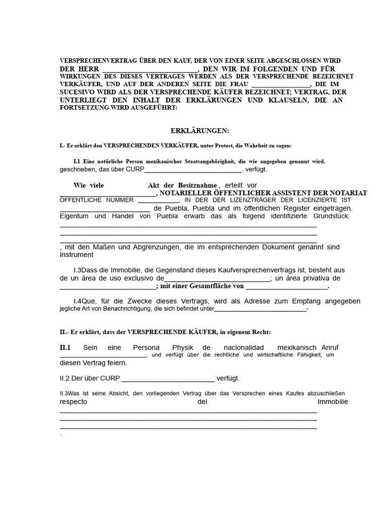 Muster Vertrag Kaufversprechen | PDF