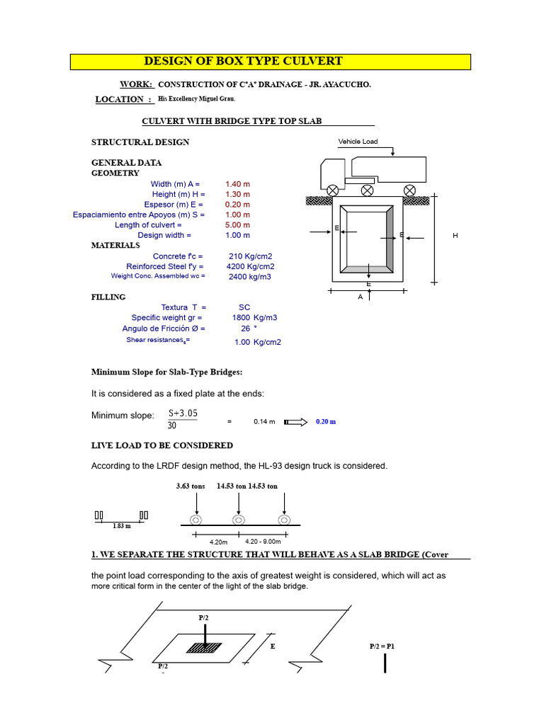 Box Type Culvert Structural Design | PDF | Bridge | Bending