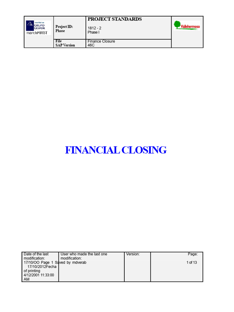 Financial Closure Project Standards | PDF | Income Statement | Debits ...