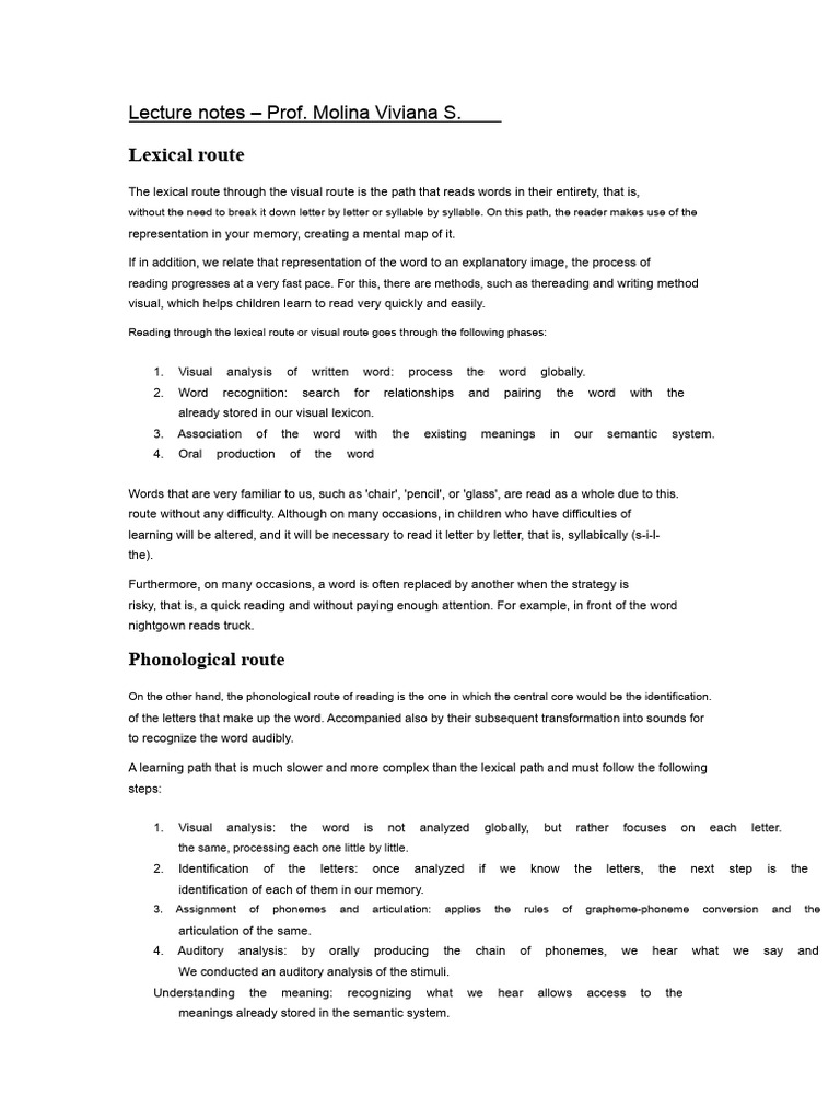 Lexical and Sublexical Route | PDF | Word | Lexicon