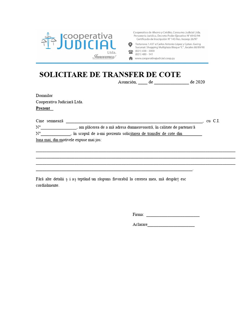 Solicitare de Transfer de Rate | PDF