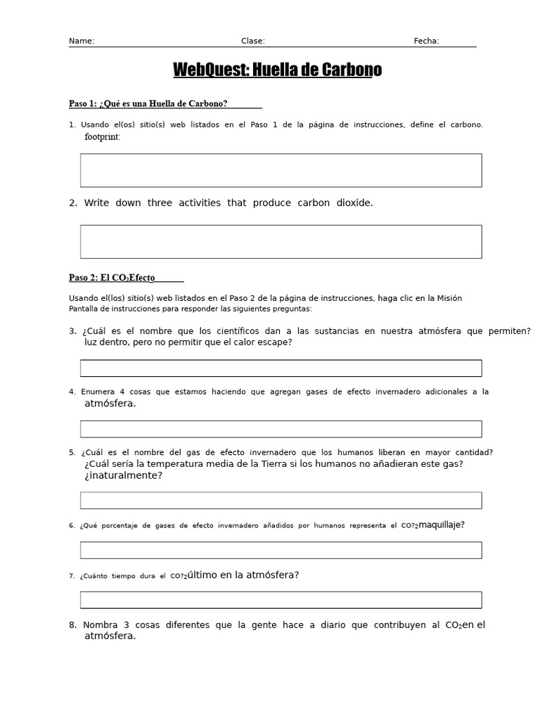 Webquest - Huella de Carbono | PDF | Gases de efecto invernadero ...