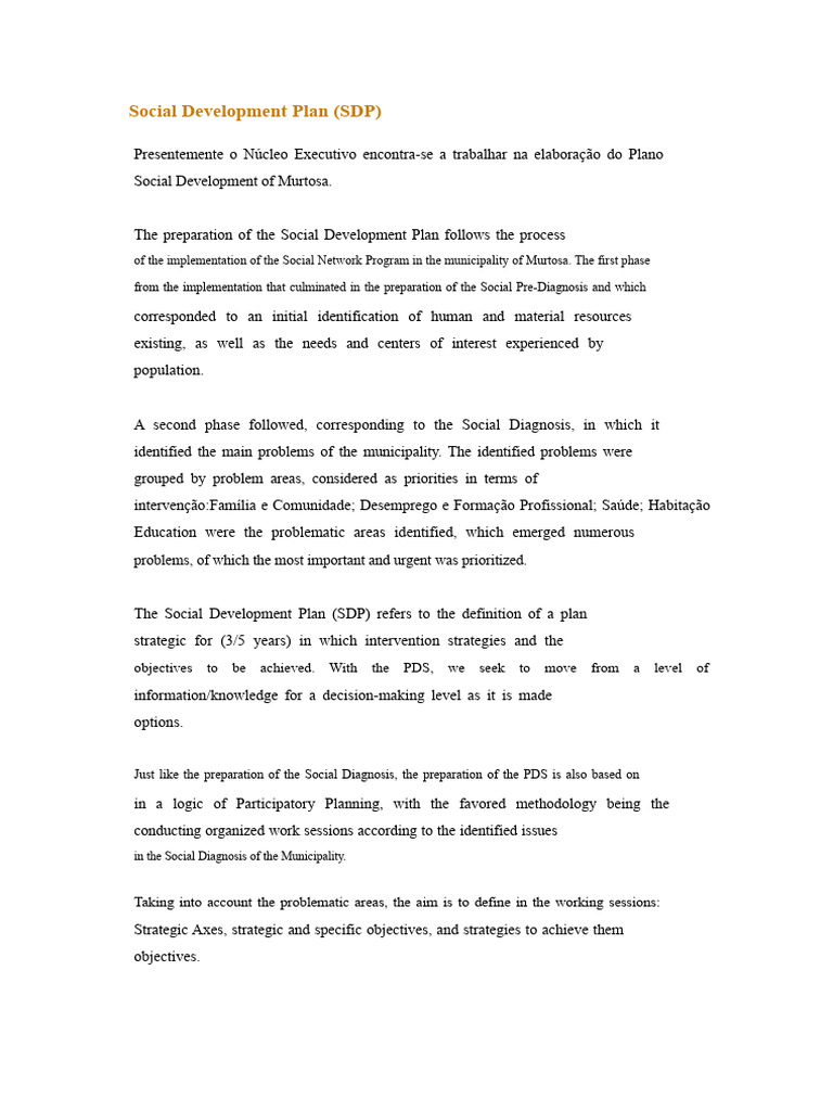 Murtosa Social Development Plan Overview | PDF | Social Exclusion