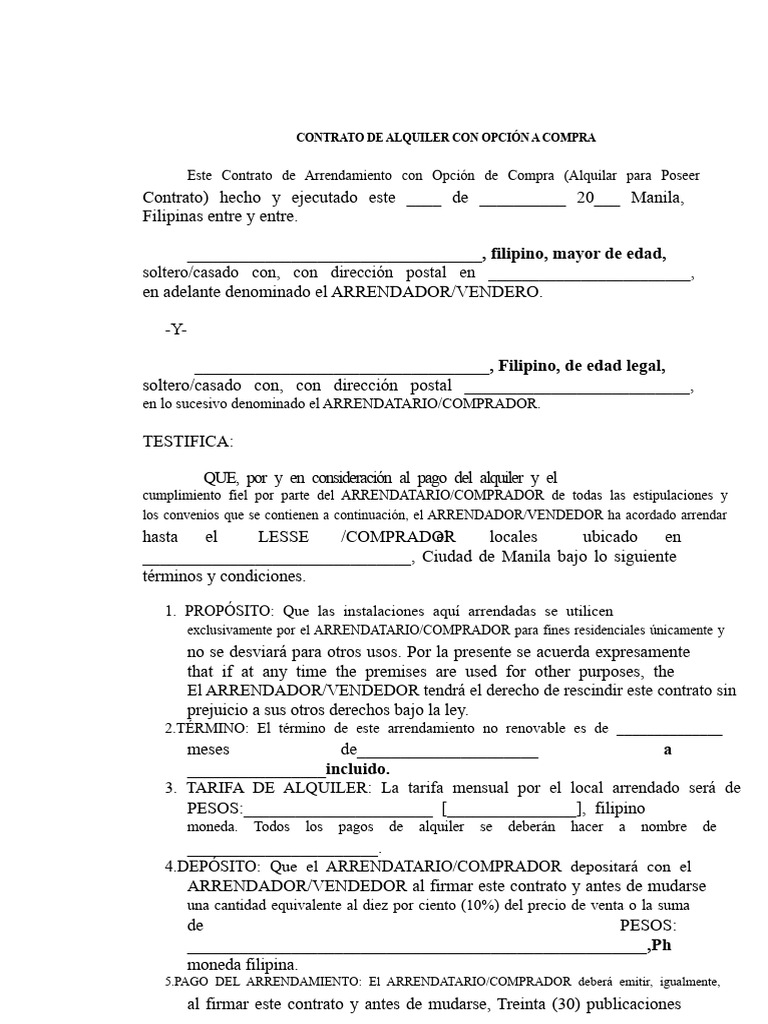Contrato de Alquiler Con Opción A Compra | PDF | Ley común