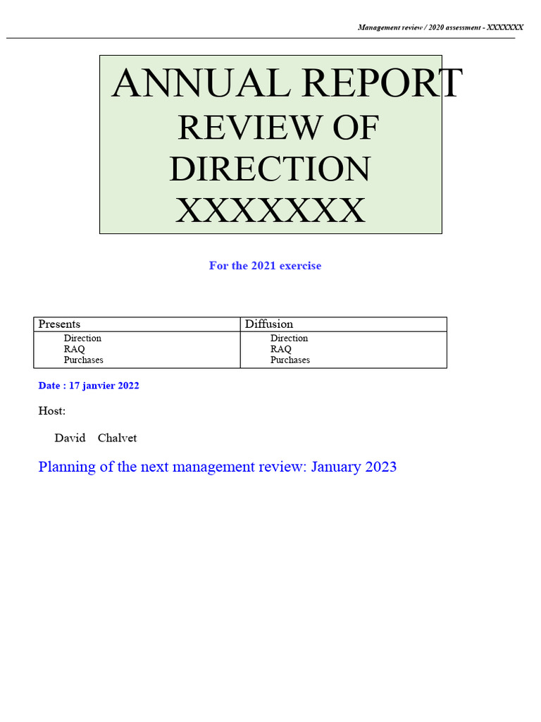 2020 Management Review Summary Report | PDF | Audit | Internal Audit