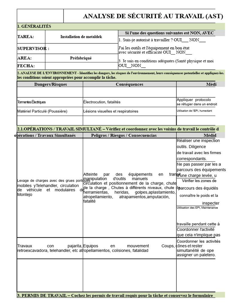 Analyse de Sécurité au Travail (AST) | PDF | Sécurité