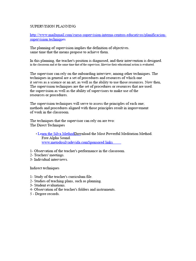 Supervision Planning | PDF