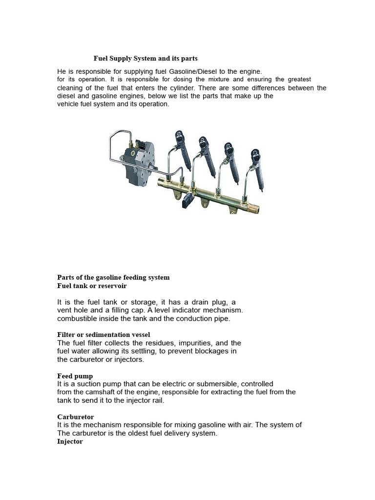 Fuel Supply System and Its Parts | PDF | Fuel Injection | Internal ...