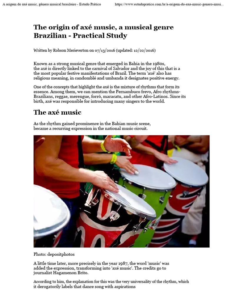 A Origem da Axé Music no Brasil | PDF | Axe | Brazil