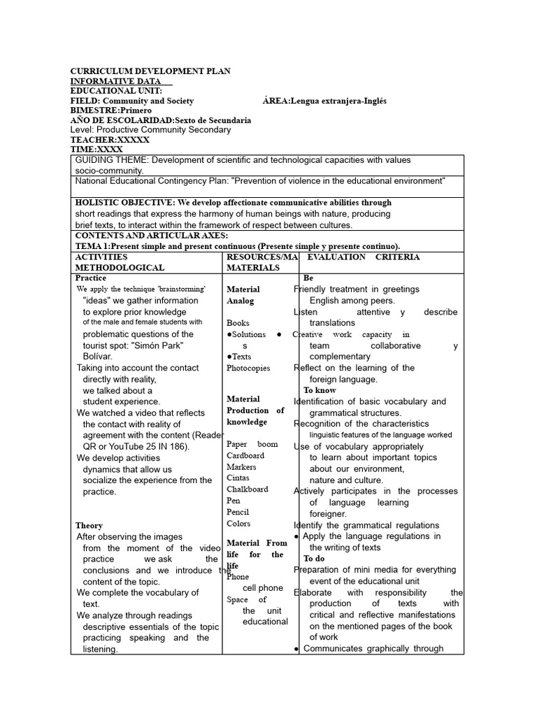 Community-Focused English Curriculum Plan | PDF | Knowledge | Reading ...