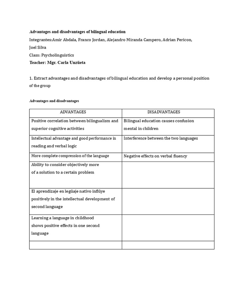 Bilingual Education: Pros and Cons | PDF | Multilingualism | Thought