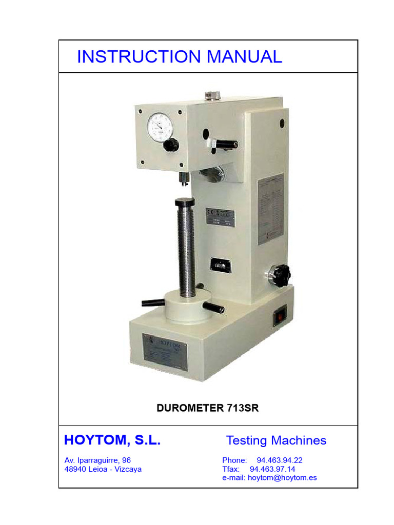 Durometer 713SR Instruction Manual | PDF | Hardness | Mechanical ...