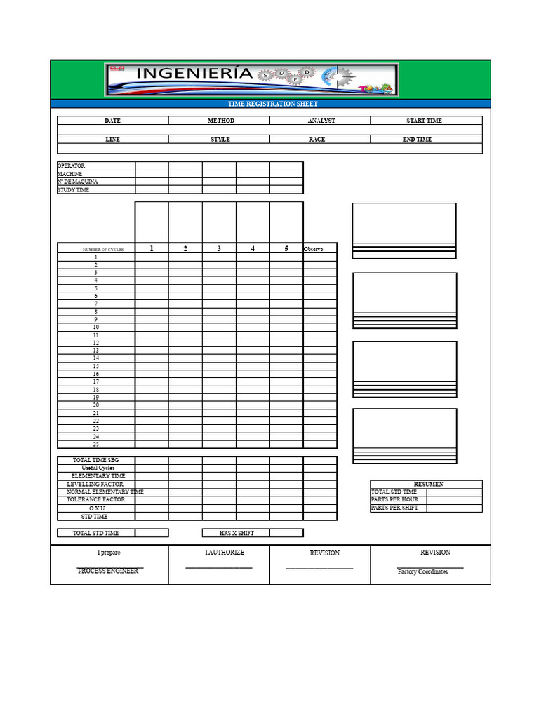 Time Registration Sheet Template | PDF